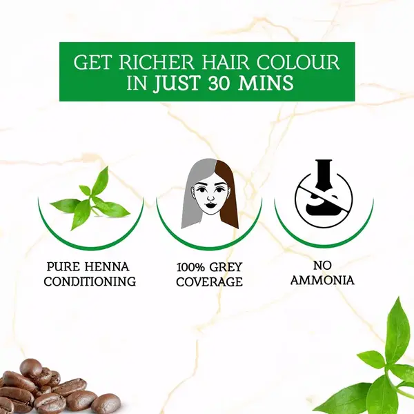 Dabur Vatika Dabur Vatika - Haarkleuring poeder Dark Brown – Versterkt met natuurlijke kruiden – Hydrateert zonder agressieve chemicalien – 6x10g