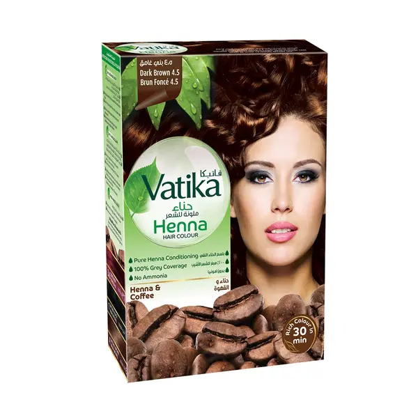 Dabur Vatika Dabur Vatika - Haarkleuring poeder Dark Brown – Versterkt met natuurlijke kruiden – Hydrateert zonder agressieve chemicalien – 6x10g