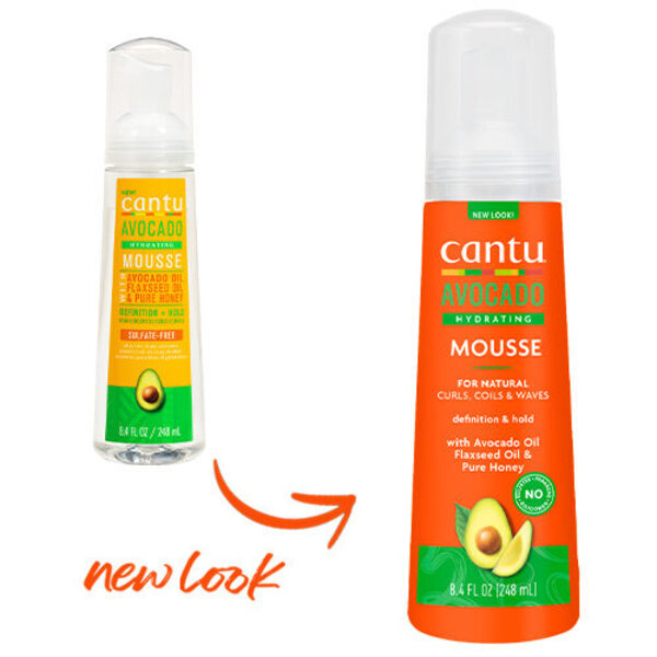 Cantu Cantu Avocado Hydrating Styling Mousse for Defined, Crunch-Free Curls 248ml