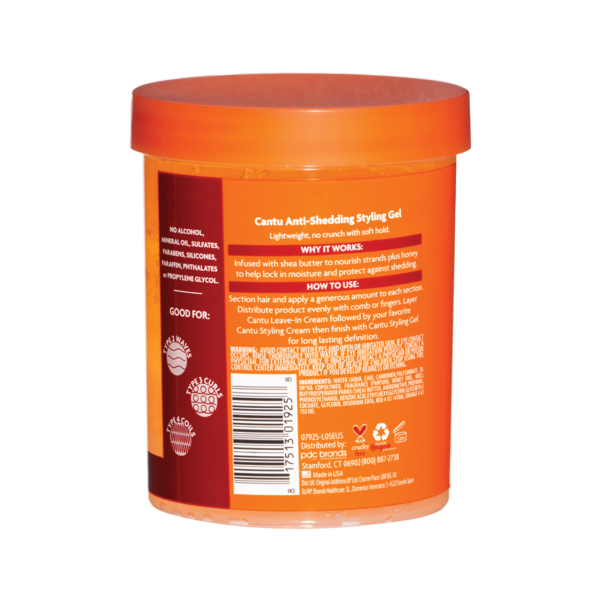 Cantu Cantu Anti-Shedding Styling Gel with Honey & Shea Butter – Flexible Hold Without Flakes 524g