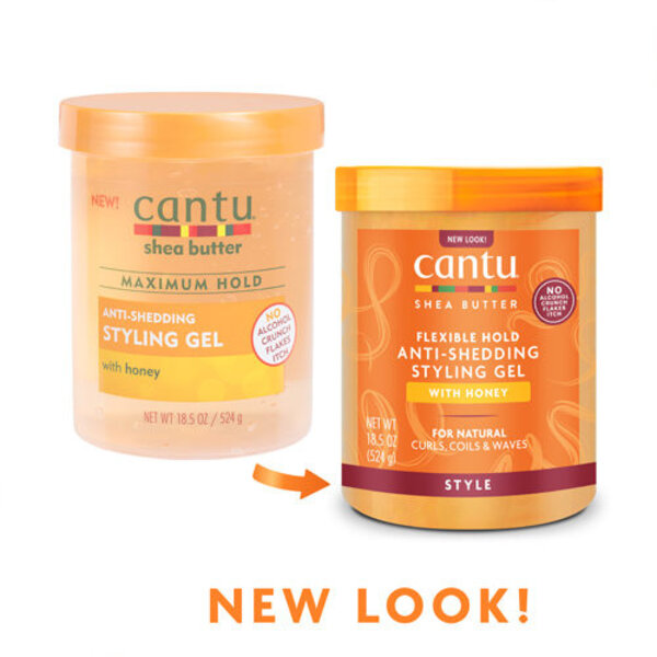 Cantu Cantu Anti-Shedding Styling Gel with Honey & Shea Butter – Flexible Hold Without Flakes 524g