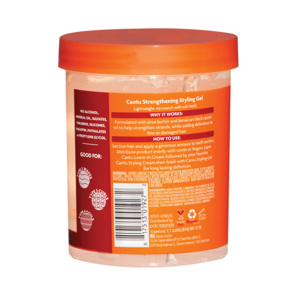 Cantu Cantu Strengthening Styling Gel with Jamaican Black Castor Oil & Shea Butter – Flexible Hold Without Flakes 524g