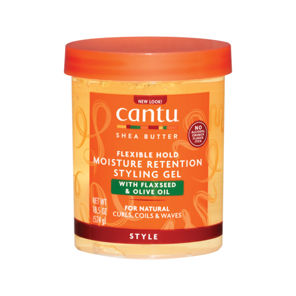 Cantu Cantu Moisture Retention Styling Gel with Flaxseed, Olive Oil & Shea Butter – Flexible Hold Without Flakes 524g