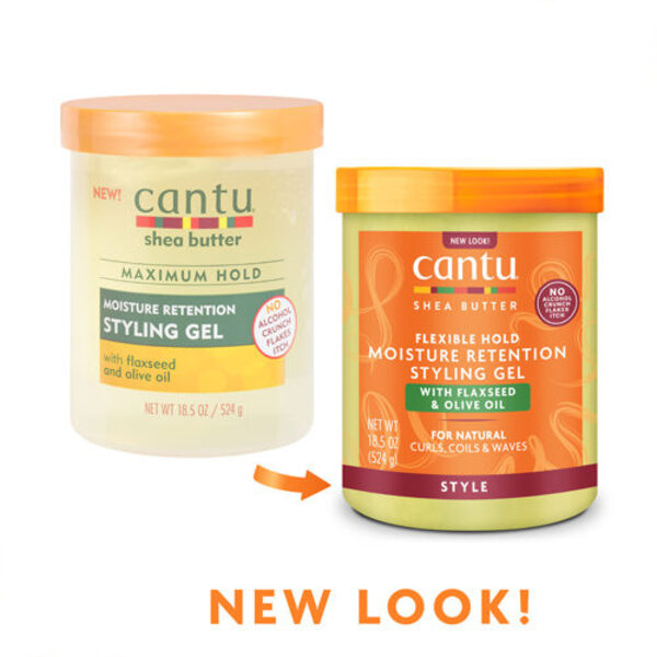 Cantu Cantu Moisture Retention Styling Gel with Flaxseed, Olive Oil & Shea Butter – Flexible Hold Without Flakes 524g