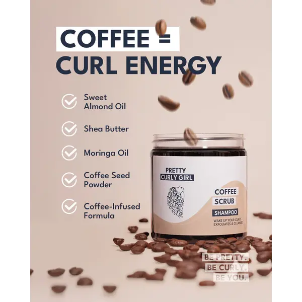 Pretty Curly Girl Pretty Curly Girl Coffee Scrub Mask 250ml – 2-in-1 hair mask & shampoo with coffee, shea butter & almond oil