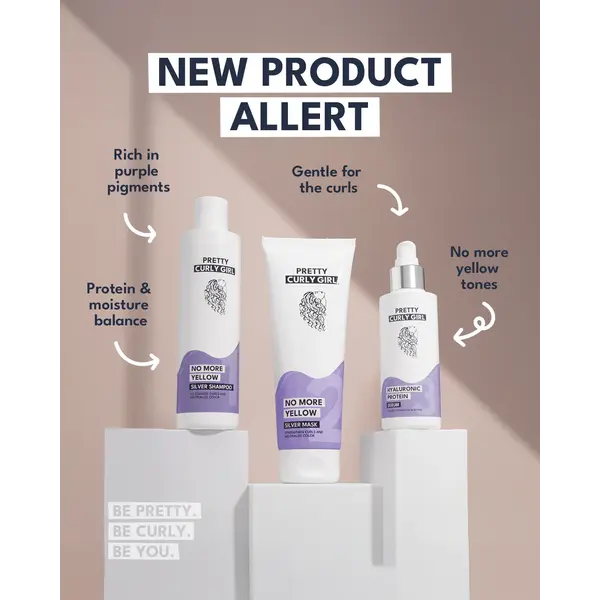 Pretty Curly Girl Pretty Curly Girl Blond Line Bundle Set – Silver Shampoo, Silver Mask & Hyaluronic Protein Serum