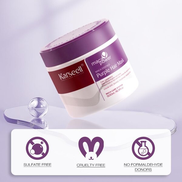 Karseell Karseell Maca Power Purple Hair Mask 500ml – Neutralizes Yellow & Brassy Tones