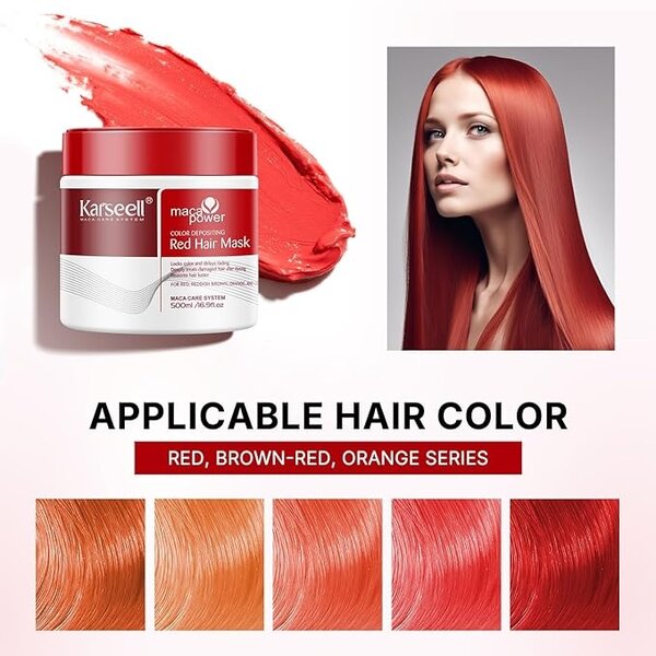 Karseell Karseell Maca Power Color Depositing Red Hair Mask 500ml – Refreshes & Enhances Red Hair Color