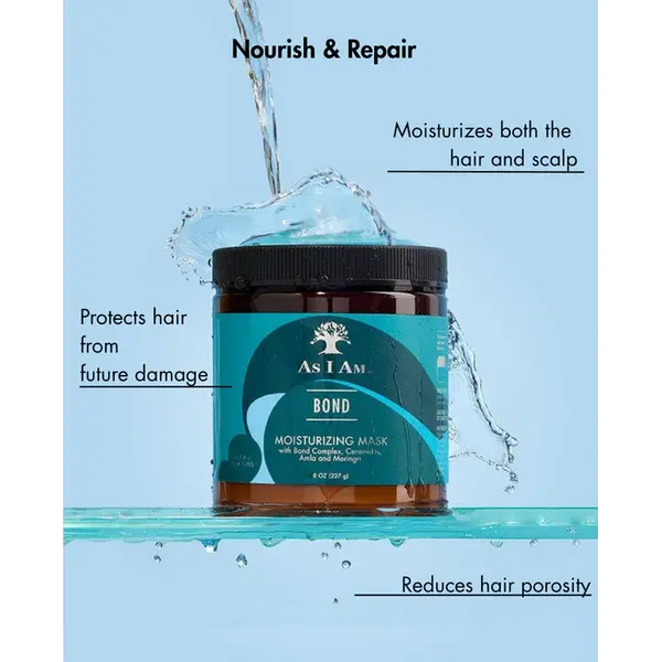 As I Am As I Am Bond Repair Hair Mask – Intensive Bond-Repair Hair Mask with Ceramides, Amla & Moringa for Damaged Hair (227g)