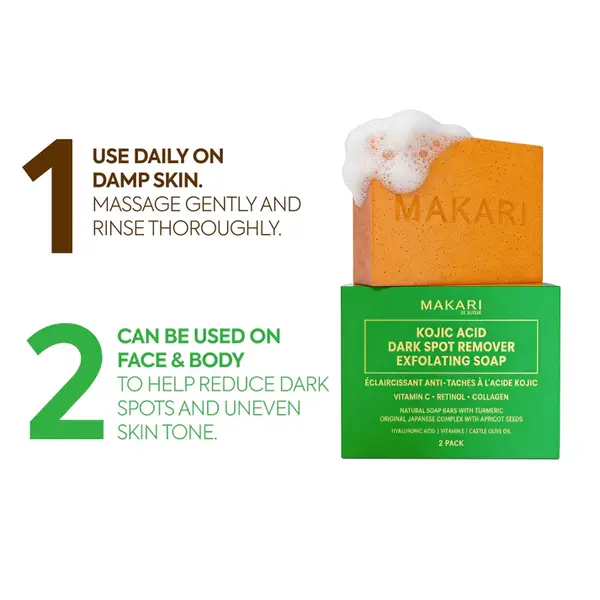 Makari Makari Kojic Acid Dark Spot Remover Exfoliërende Zeep Bars met Vitamine C & Retinol