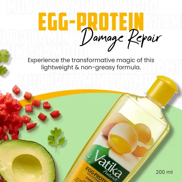 Dabur Vatika Vatika Naturals Multivitamin Egg Protein Haarolie voor sterker en glanzend haar 200ml