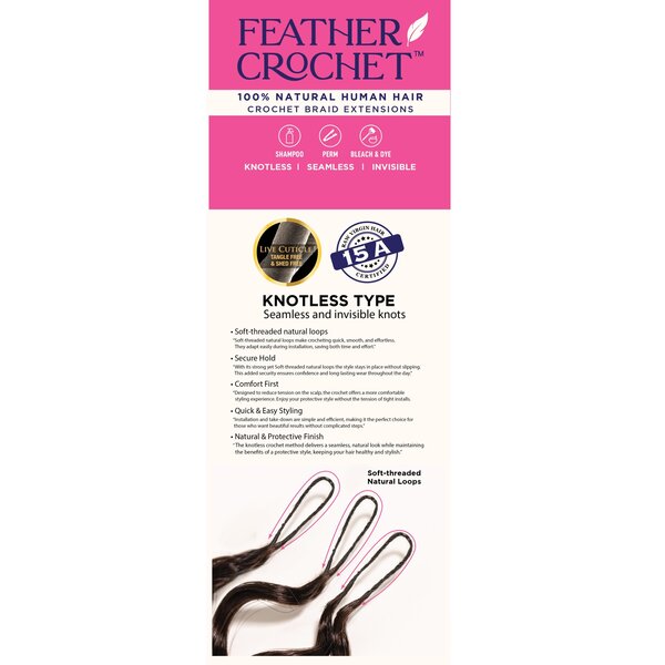 Janet Collection Janet Collection HH Feather Crochet Deep Wave 18 inch – 100% Natural Human Hair Crochet Extensions | Knotless Design | Shampoo, Perm, Bleach & Dye Friendly