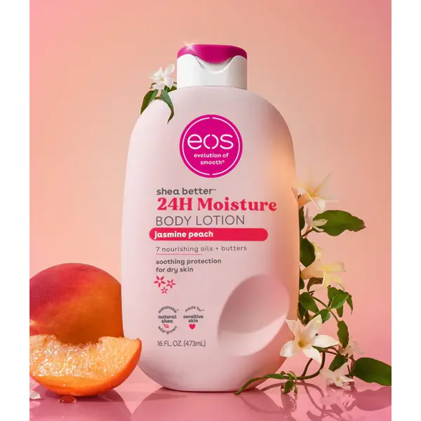 EOS – Evolution of Smooth EOS Shea Better 24H Moisture Body Lotion Jasmine Peach – Hydrating Body Lotion with Shea Butter & 7 Nourishing Oils (473ml)