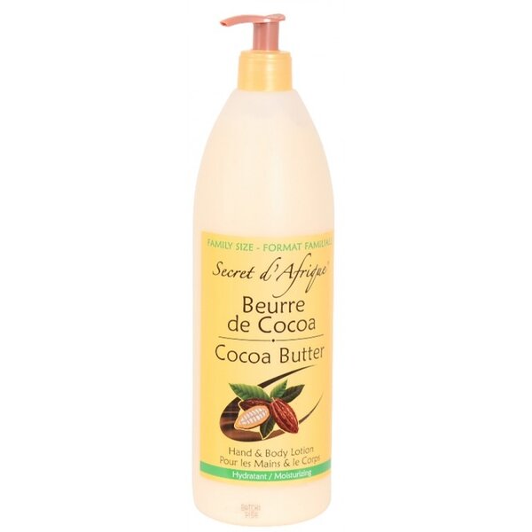 Secret d'Afrique Secret d'Afrique Cocoa Butter Lotion Family Size – Voedende Bodylotion met Cacaoboter voor een Zachte & Gehydrateerde Huid (1 Liter