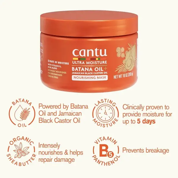 Cantu Cantu Ultra Moisture Nourishing Mask – Deep Nourishing Hair Mask with Batana Oil & Jamaican Black Castor Oil (283g)