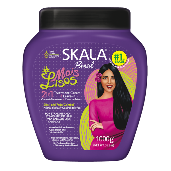 Skala Skala #MaisLisos 2-in-1 Hair Treatment Cream with Rice Protein, Corn Starch & Amino Acids for Straight Hair 1000g