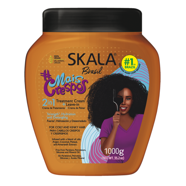Skala Skala #MaisCrespos 2-in-1 Hair Treatment Cream met Argan-, Kokos- & Patauá-olie voor Krullen en Kroeshaar 3C-4C 1000g
