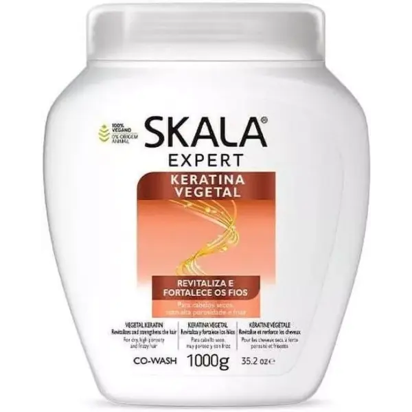 Skala Skala Expert Keratina Vegetal Co-Wash & Treatment Cream with Castor Oil, D-Panthenol and Vitamin E for Dry and Damaged Hair 1000g