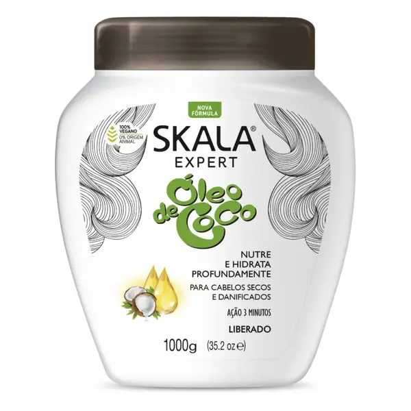 Skala Skala Expert Óleo de Coco Co-Wash & Hair Treatment Cream met Kokosolie, Panthenol en Vitamine E voor Droog en Beschadigd Haar 1000g