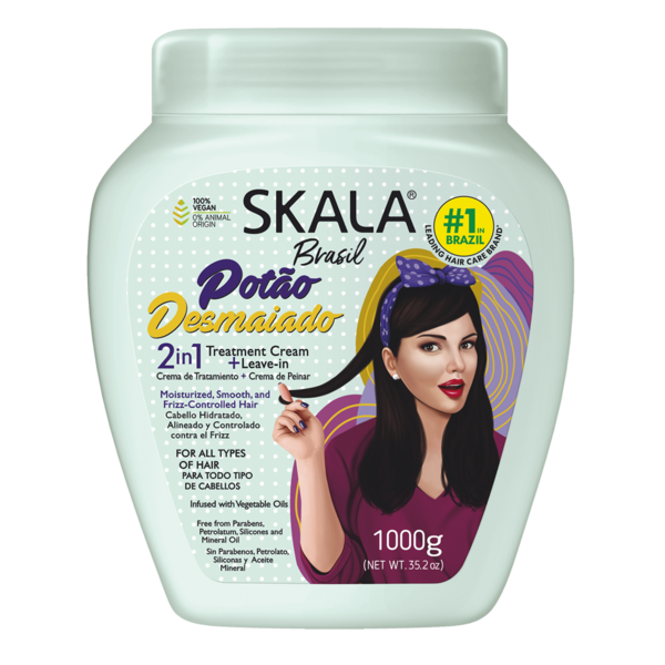 Skala Skala Potão Desmaiado 2-in-1 Hair Treatment Cream with Castor, Argan & Coconut Oils for Hydration, Smoothness and Frizz Control 1000g