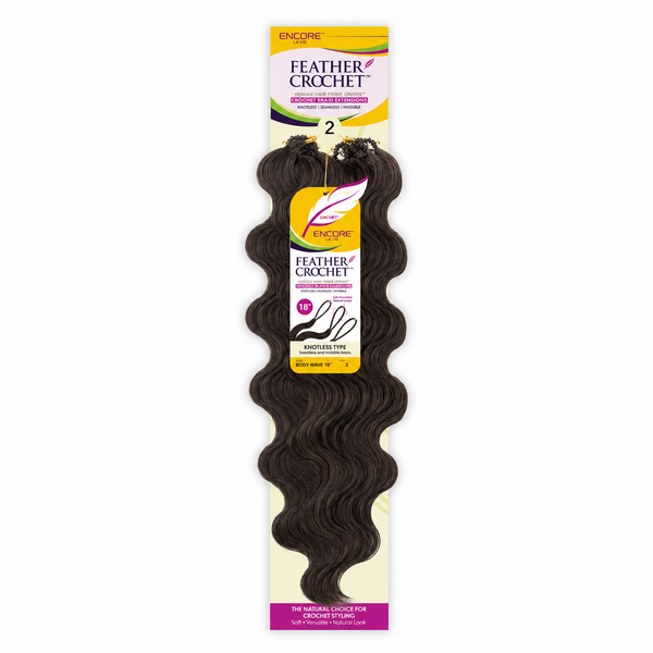 Janet Collection Janet Collection Encore Lavie Feather Crochet Human Hair Prime Unimix Knotless Body Wave Crochet Extensions 18"