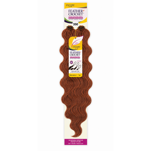 Janet Collection Janet Collection Encore Lavie Feather Crochet Human Hair Prime Unimix Knotless Body Wave Crochet Extensions 18"