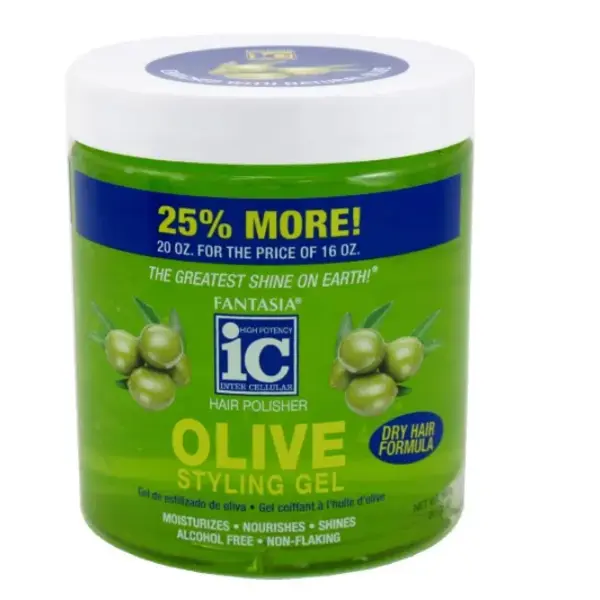 Fantasia IC Fantasia IC Hair Polisher Olive Styling Gel – Olive Oil Styling Gel for Hold, Shine & Frizz Control 454g