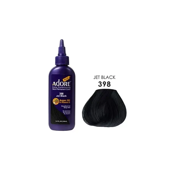 Adore Adore Semi Permanent Hair Color – Ammonia-Free Semi-Permanent Hair Dye 118ml  398 jet black