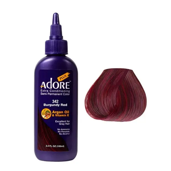 Adore Adore Semi Permanent Hair Color – Ammonia-Free Semi-Permanent Hair Dye 118ml  342 burgundy red