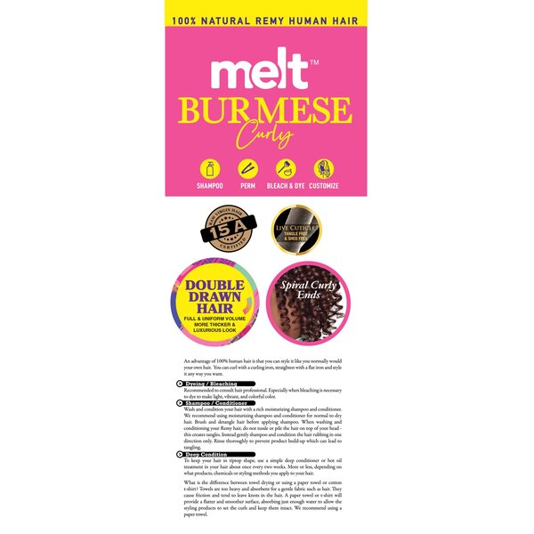 Janet Collection Janet Collection MELT Burmese Deep Curl 20 inch – 100% Natural Remy Human Hair Weave | Double Drawn | Spiral Curly Ends | 15A Gecertificeerd