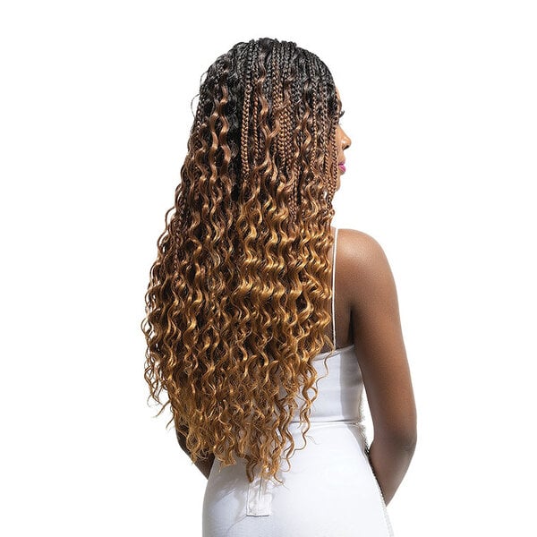 Janet Collection Janet Collection Encore Lavie 2X Feather Crochet Boho Box 18 inch – Human Hair Prime Unimix™ | Pre-Braided | Miracle Knots | Boho Knotless Style