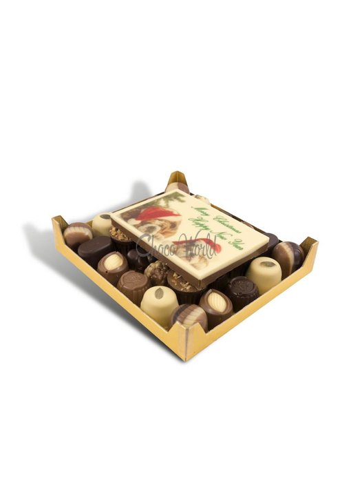 Chocolaterie Vink Slagroom Bonbons Assorti Klein met Chocolade Kerstkaart