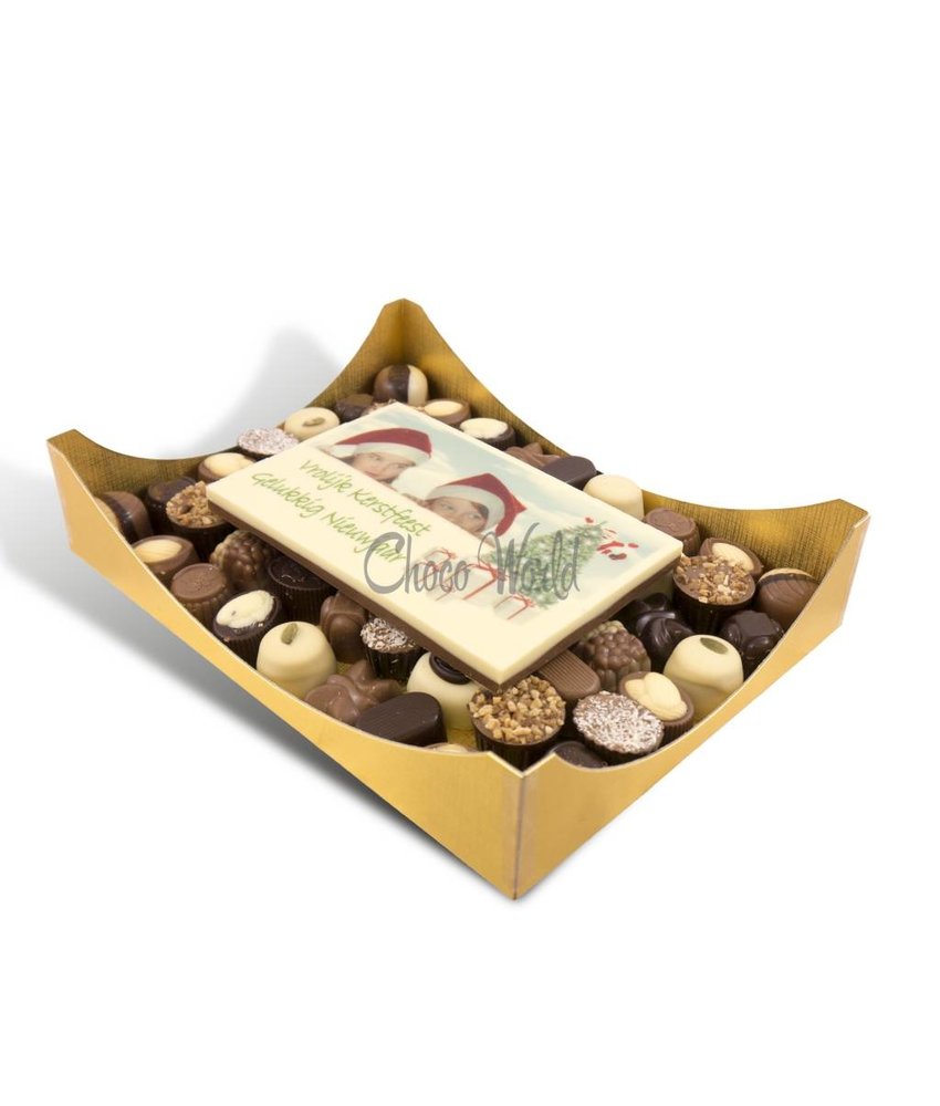 Chocolaterie Vink Slagroom Bonbons Assorti Groot met Chocolade Kerstkaart