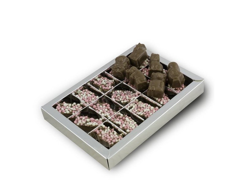 Chocolaterie Vink Dieren geboorte met roze muisjes