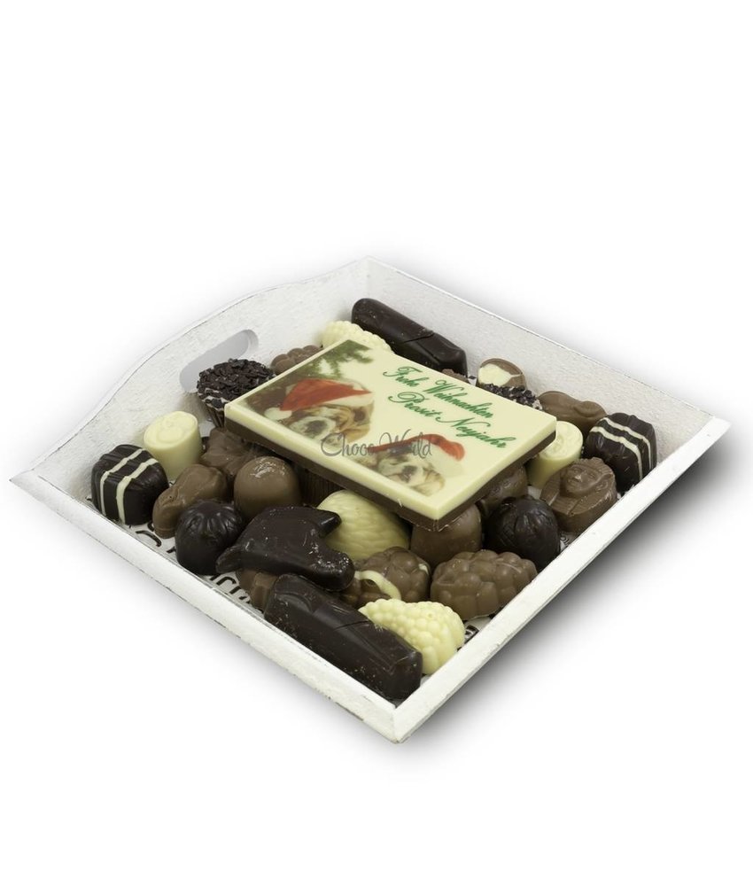 Chocolaterie Vink Slagroom Bonbons Assortiment Middel met Chocolade Kerstkaart