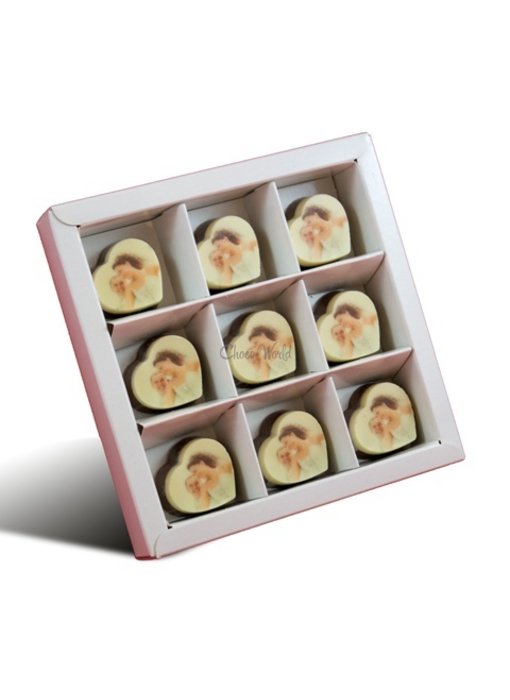 Chocolaterie Vink Bonbons Hartje Melk met Foto/Logo 9 stuks