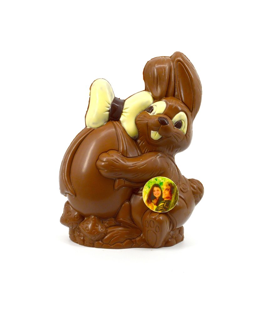 Chocolaterie Vink Paashaas met Ei kingsize met foto/logo