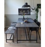 Stoer Metaal dining table with wooden scaffolding sheet