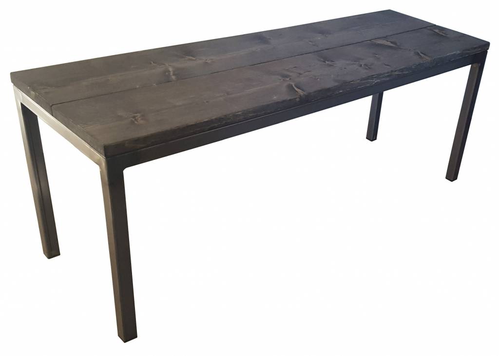 Stoer Metaal bench with iron base and wooden seat Stoer01
