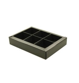 6 vaks doosje  mat zwart