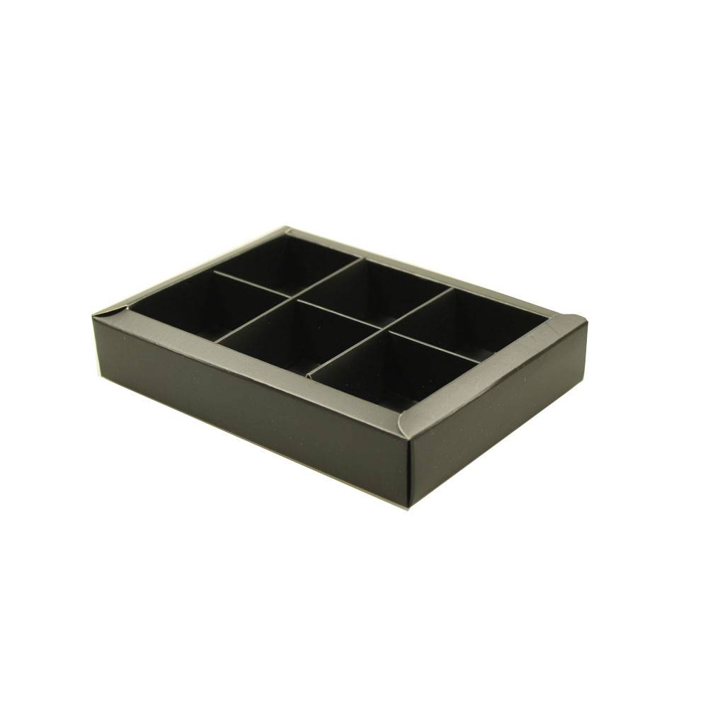 6 vaks doosje mat zwart - 130*90*27mm - 48  stuks
