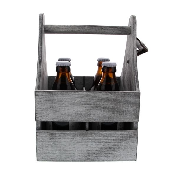 Wooden container for 4 bottles grey - 215*195*270mm -  4 pieces