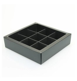 Boîte noir carré avec interiéur pour 9 pralines