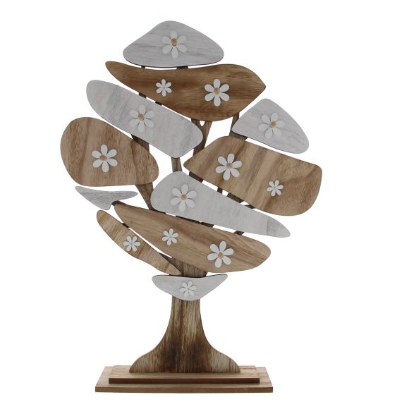 Wooden Flowertree with 8 pendants in white