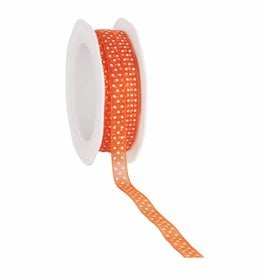 Organza satin woven edge ribbon Dots - orange