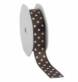 Single face satin Band Dots - Chocolate Braun