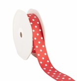 Single face satin ribbon Dots - red