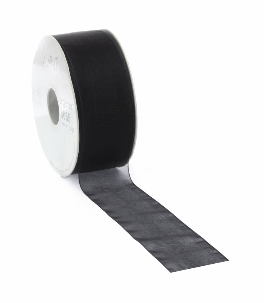 Organza ribbon wired - Black