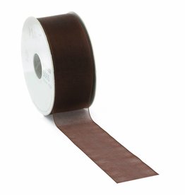 Ruban organza avec fil de fer - Brown