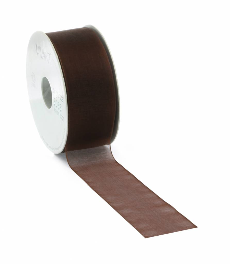 Organza ribbon wired - Brown